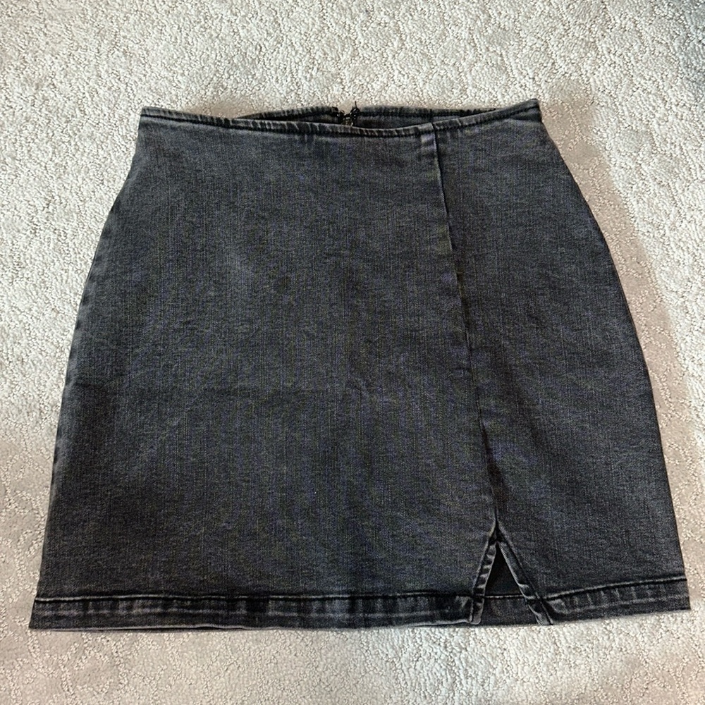 Black Denim Mini Skirt